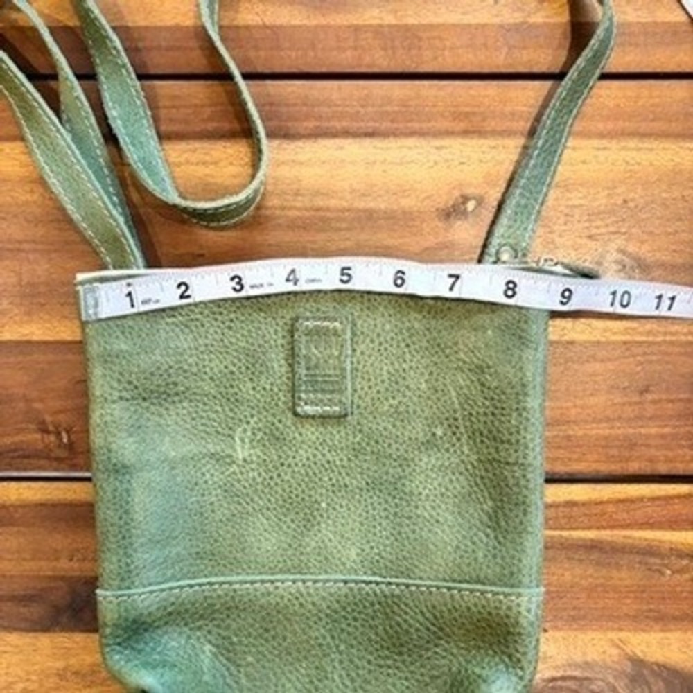 Portland Leather Festival Crossbody Green Pebbled Leather Minimalist Boho Bag - Picture 7 of 7